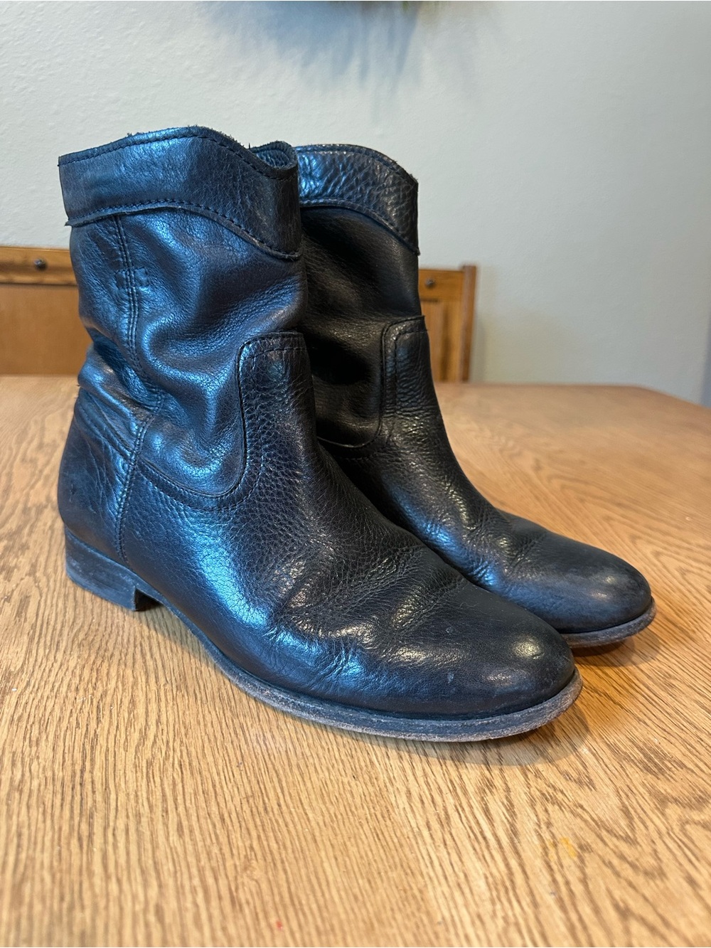 Frye Black Leather Ankle Boots